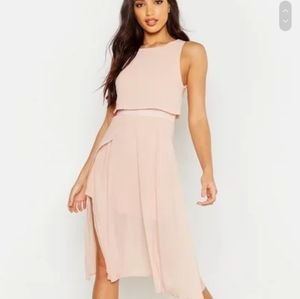 Layered Midi Pink Bridesmaid Occasion Dress